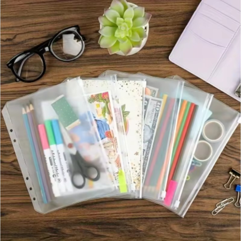Portfolio Folder Zip - 10 adet şeffaf PVC fermuarlı klasör