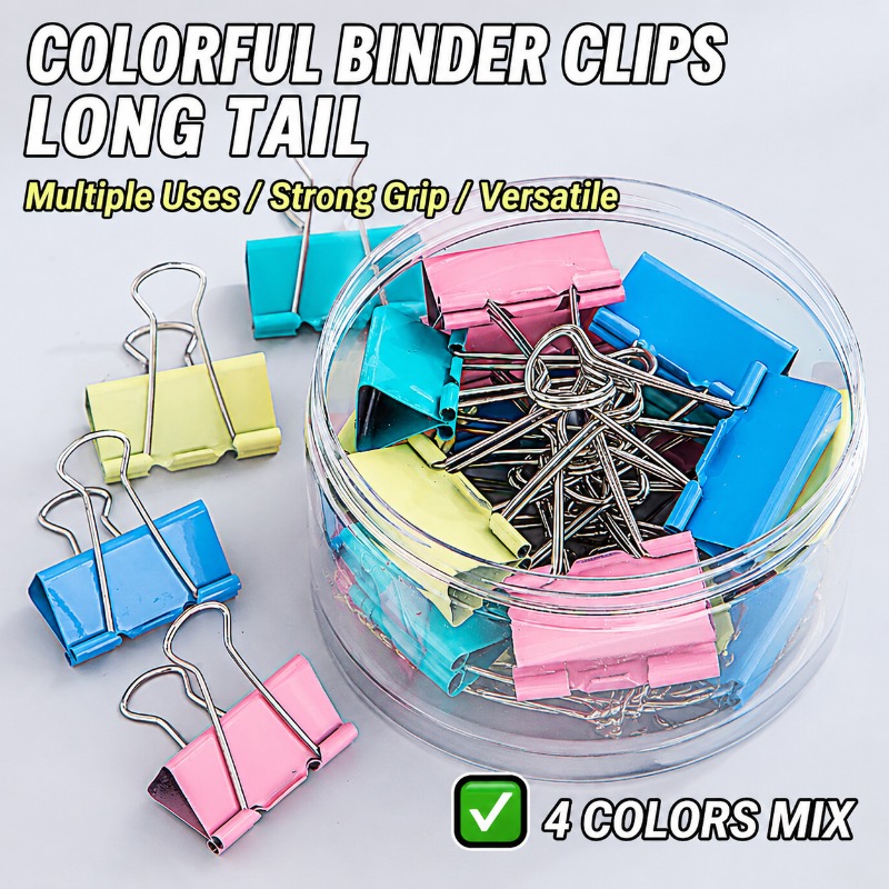 40 Adet/Set Uzun Renkli Metal  - Binder Clip Assorted incelemesi ve fiyatı